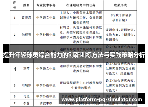 提升年轻球员综合能力的创新训练方法与实践策略分析